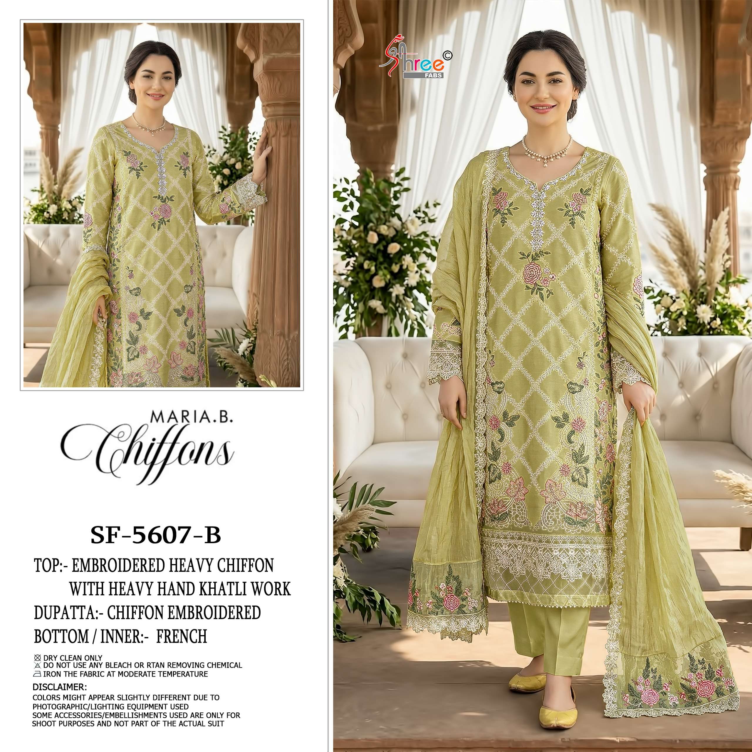 SHREE FABS SF 5607 COLOR CHIFFON HAND KHATLI & LATKAN SUIT FOR UNSTITCH SET WHOLESALE